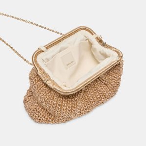 Ione Clutch Gold Crochet
