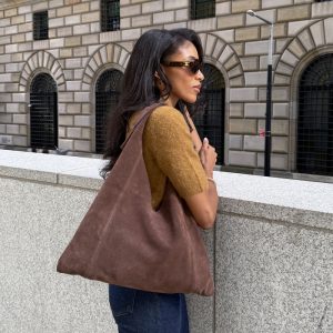 Marie Tote Chocolate Suede